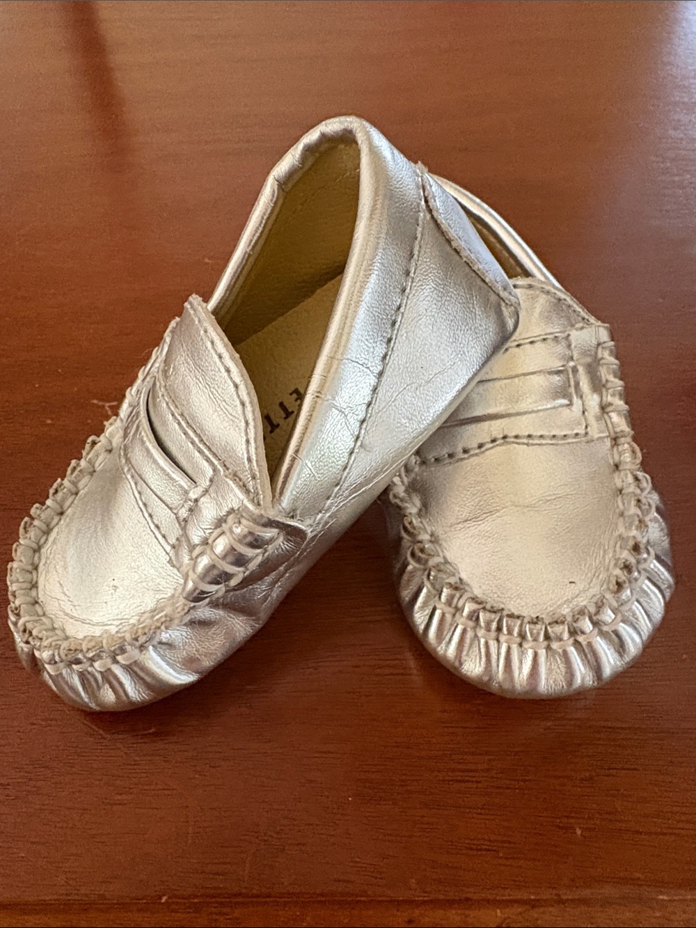 Trumpet Kids Metallic Silver Moccasin Loafers
